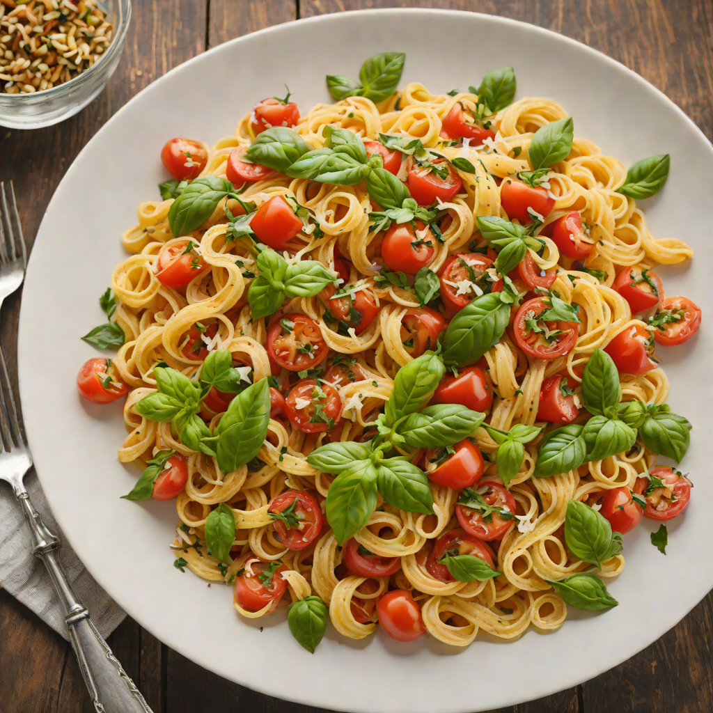 Rustic Tomato and Roasted Garlic Pasta with Basil