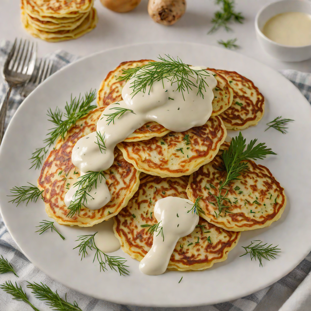 Potato and Dill Pancakes with Sour Cream Sauce
