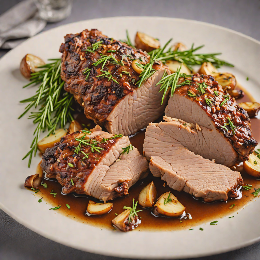 Slow-Cooked Pork Shoulder with Garlic and Rosemary