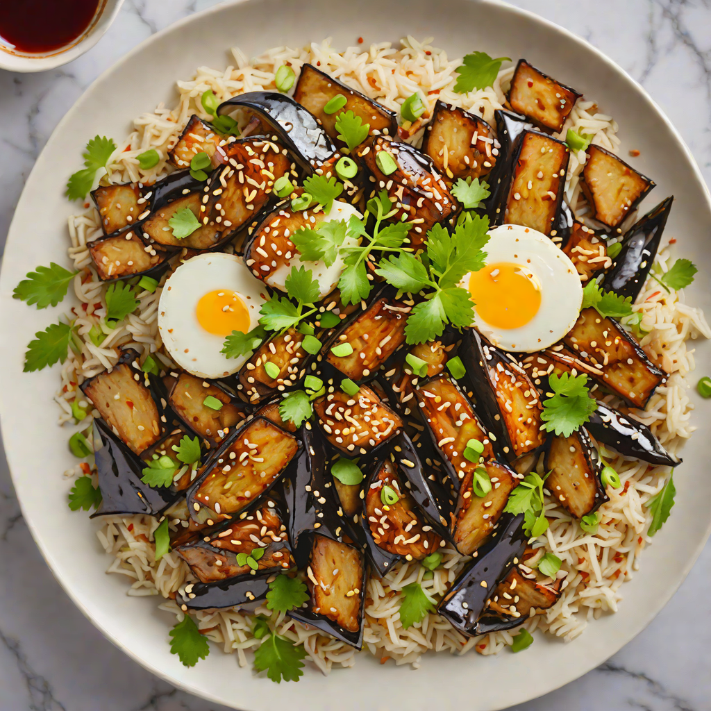 Garlic-Soy Glazed Eggplant Donburi