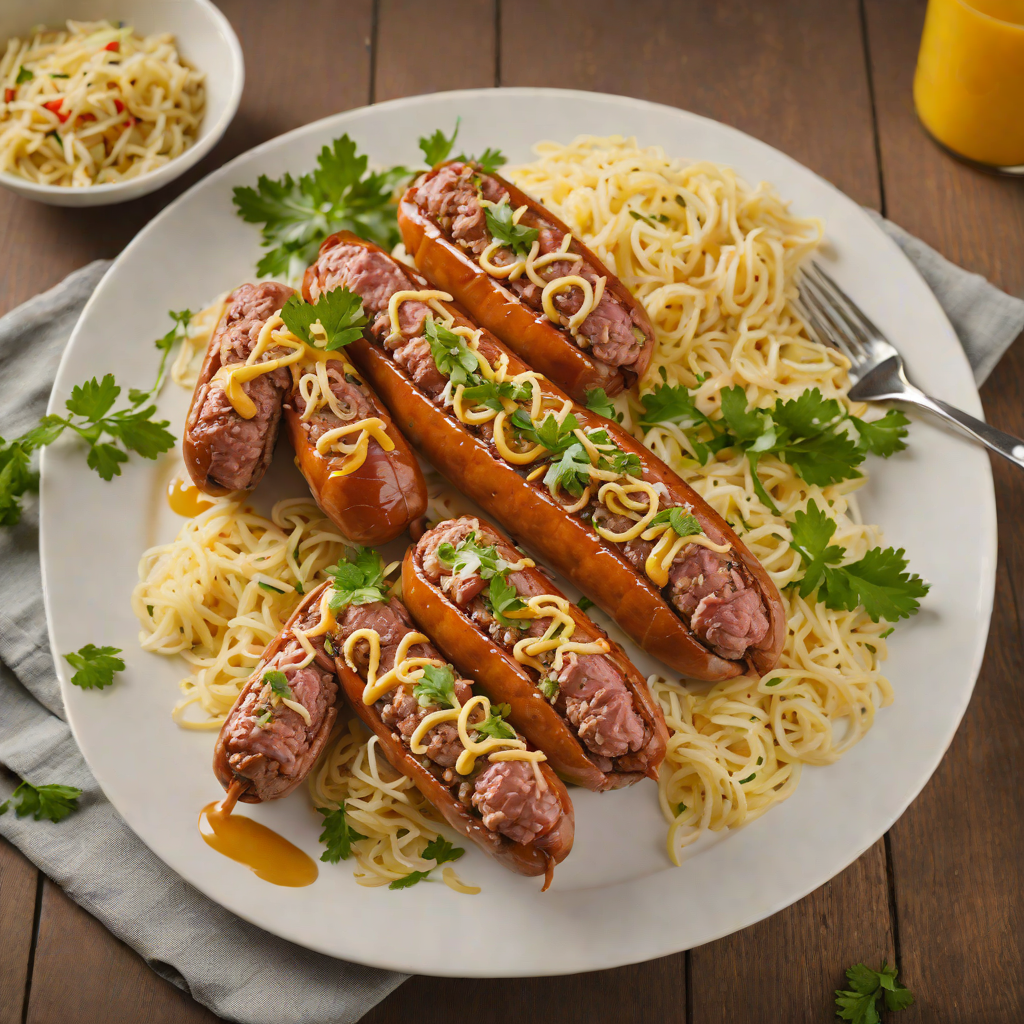 Spiced German-Style Bratwurst with Sauerkraut and Mustard