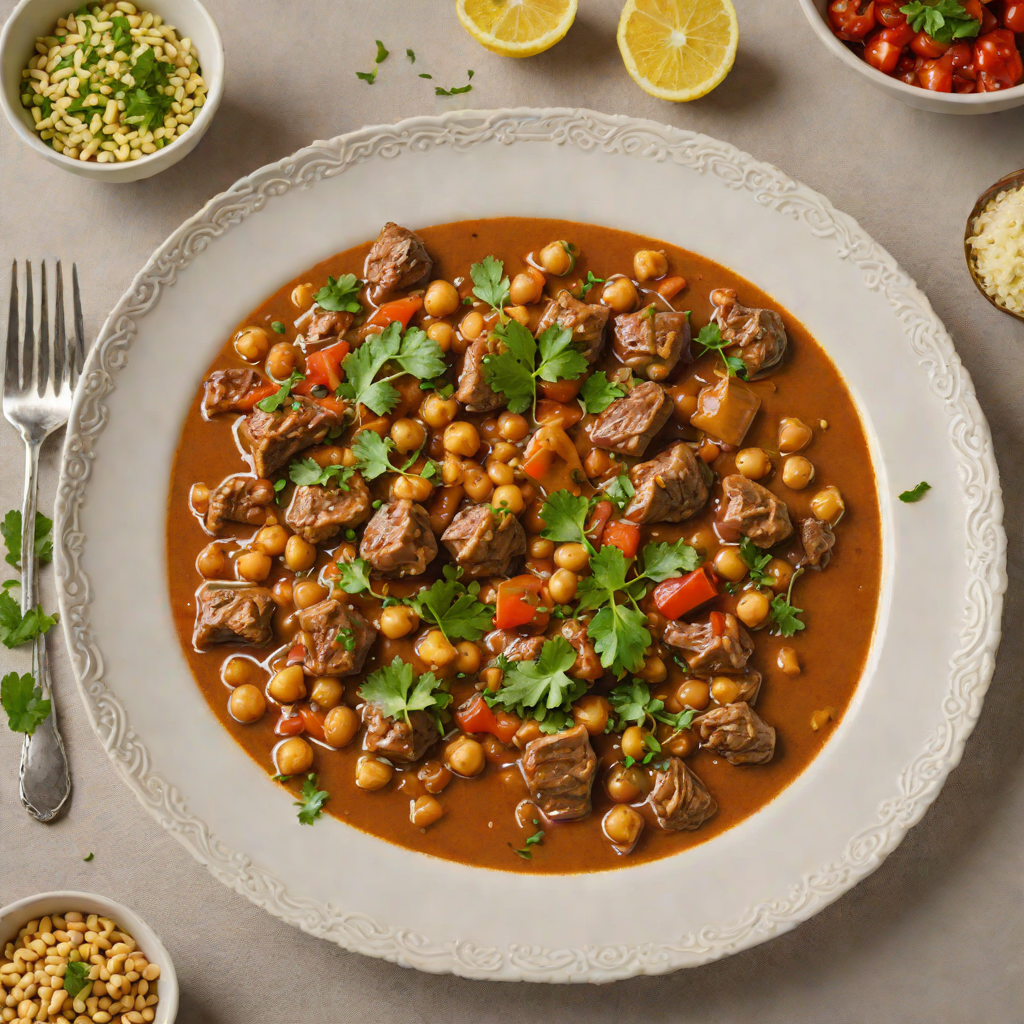 Slow-Cooked Lamb Stew with Iraqi Spices and Chickpeas