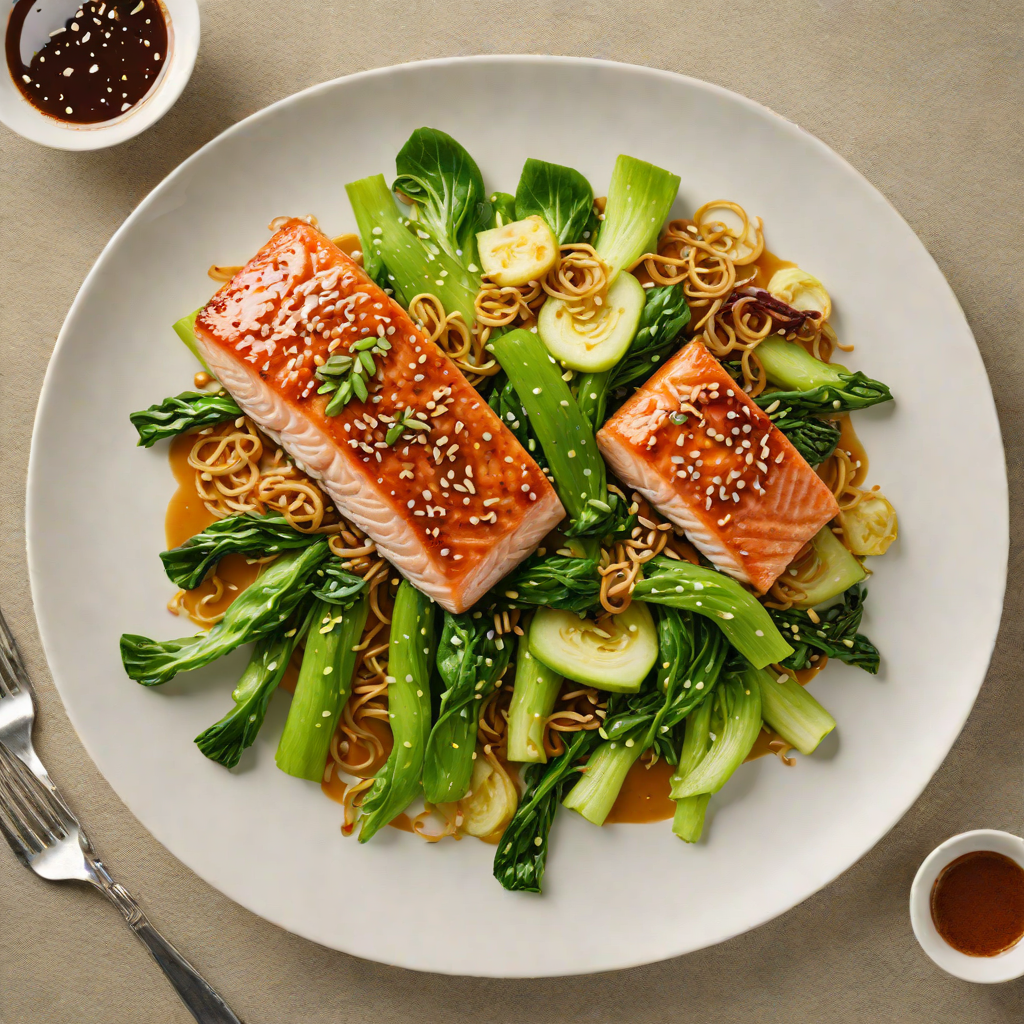 Sesame-Ginger Glazed Salmon with Stir-Fried Baby Bok Choy