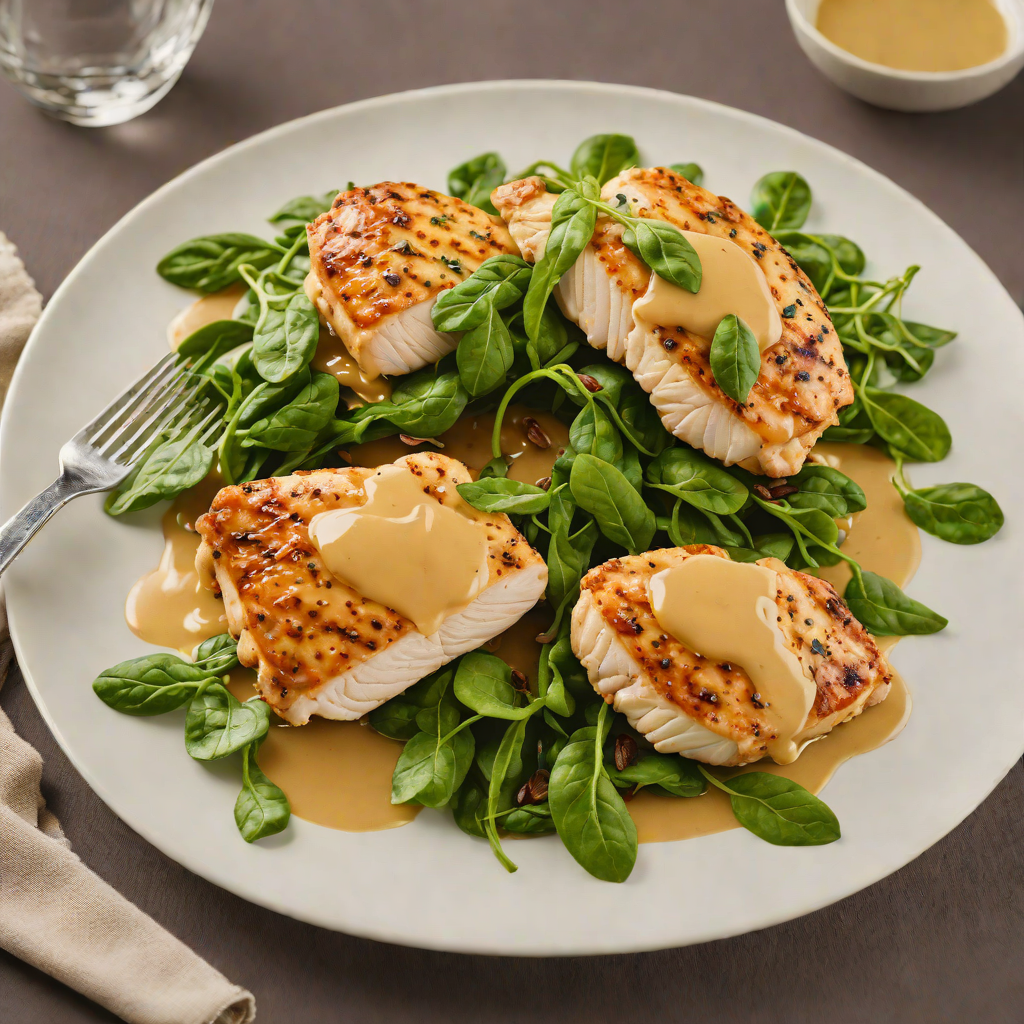 Pan-Seared Chicken with Honey-Dijon Glaze and Baby Spinach