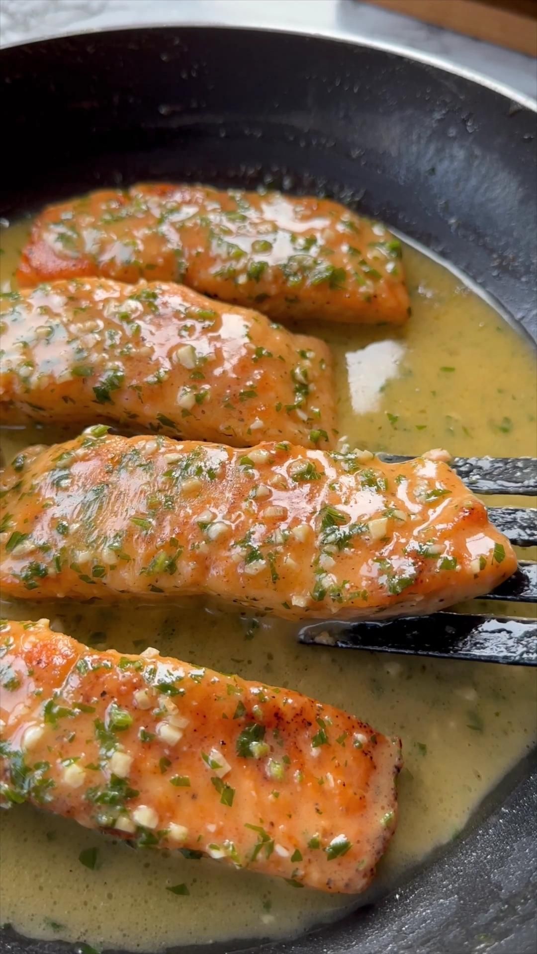 Pan-Seared Salmon with Lemon-Dill Butter and Garlic Sautéed Spinach