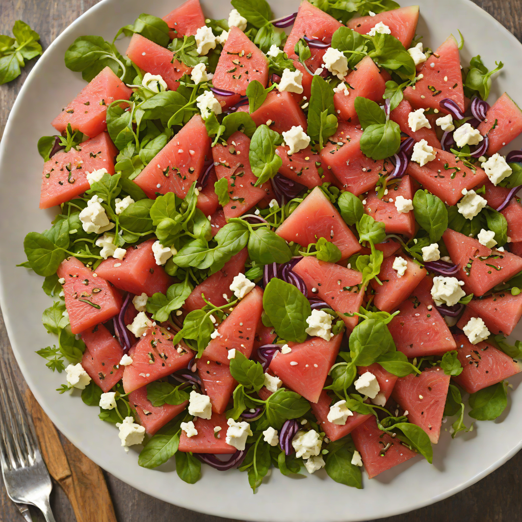 Crisp Summer Watermelon and Feta Salad with Mint Vinaigrette