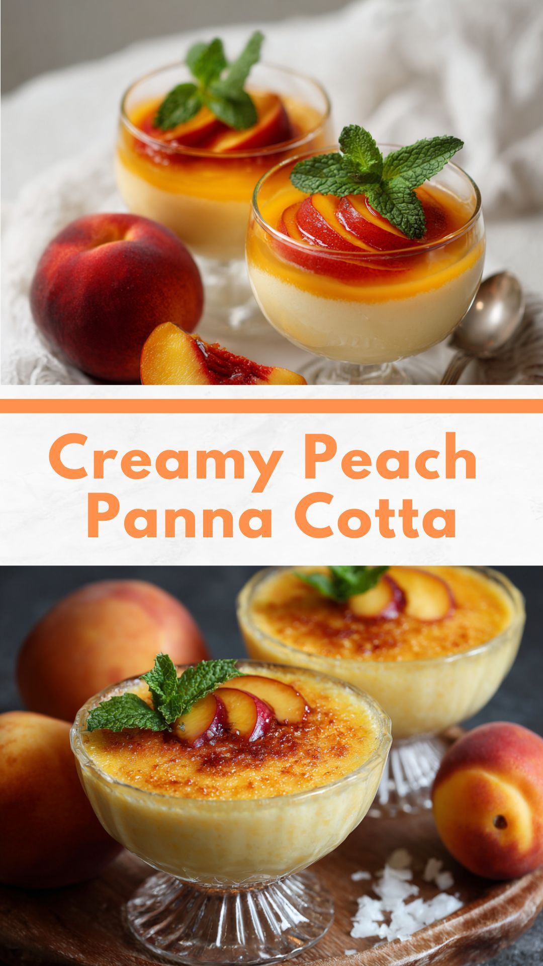 Peach and Basil Panna Cotta with Honey Drizzle