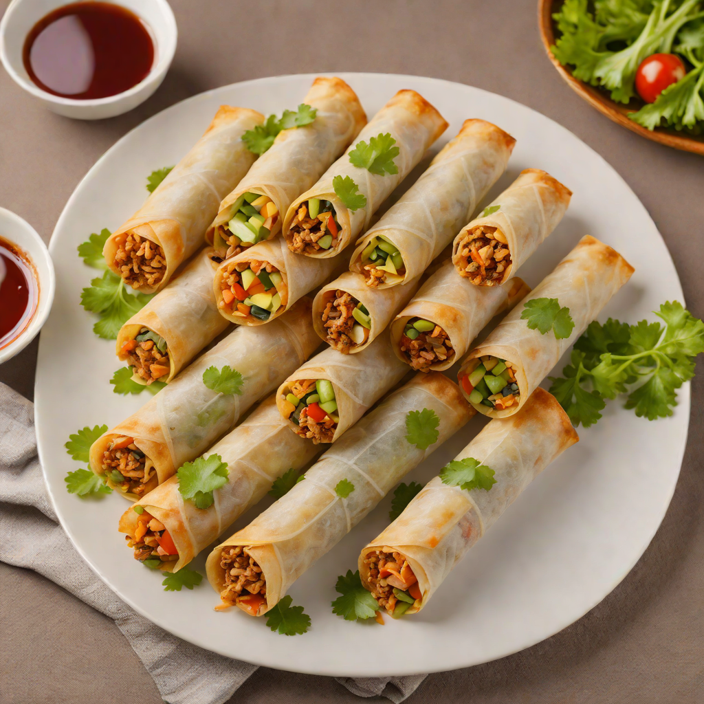Baked Lumpia Rolls with Ground Pork and Vegetables