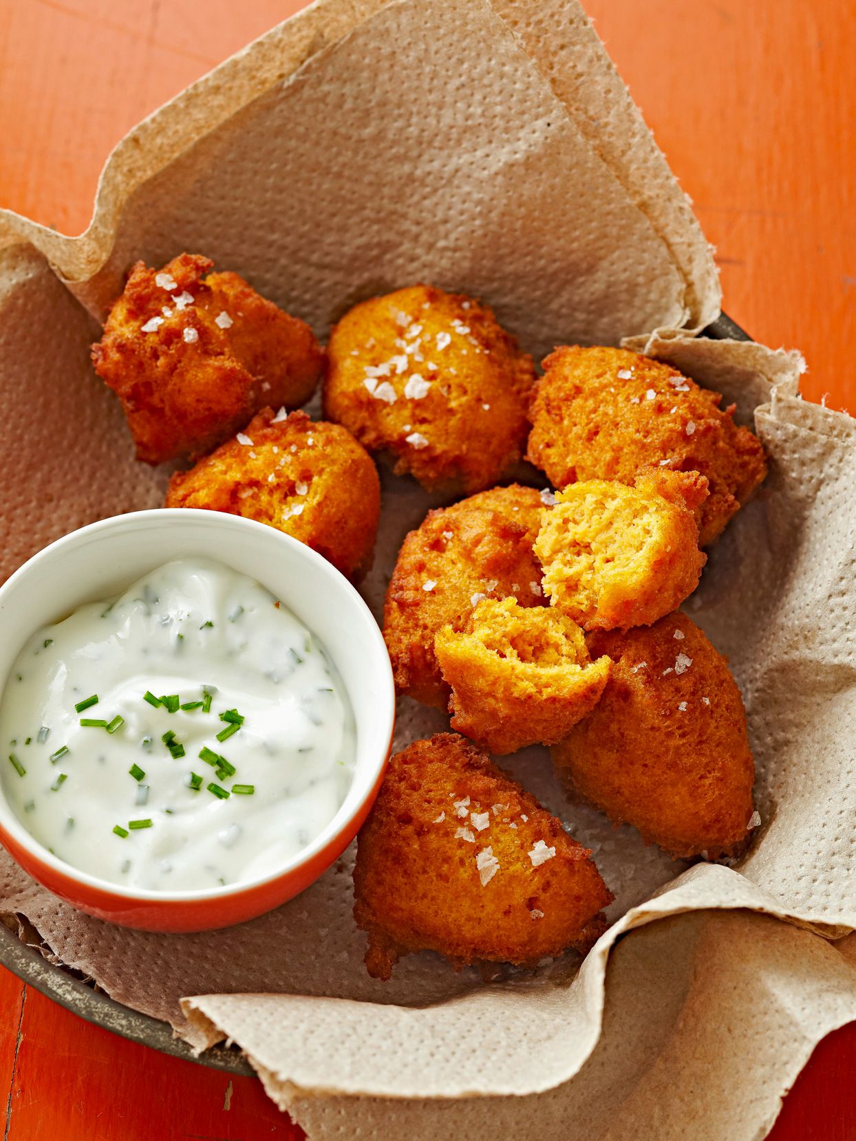 Funny Game Fritters with Dipping Sauce