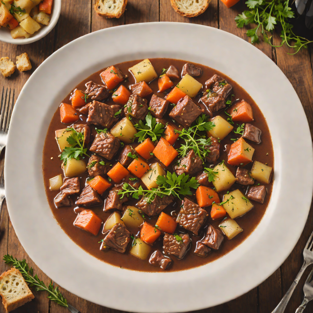 Slow-Cooked Beef Stew with Root Vegetables and Red Wine