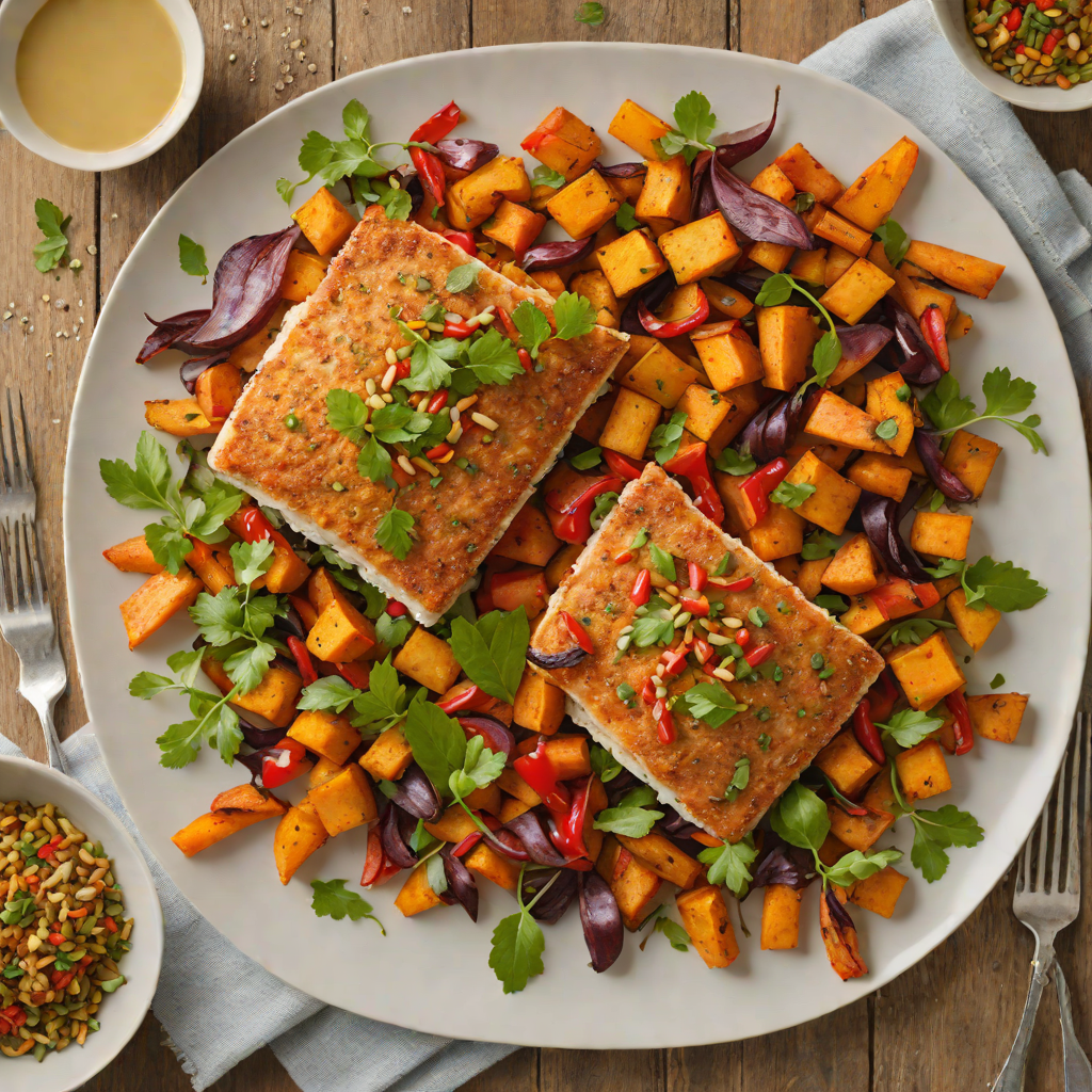 Sheet Pan Cajun-Spiced Catfish with Roasted Sweet Potatoes and Bell Peppers