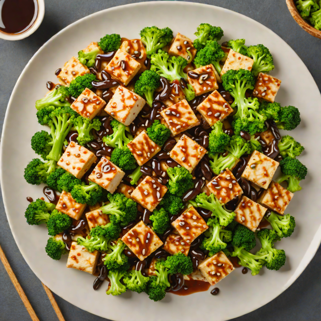 Vegetarian Stir-Fried Tofu with Broccoli and Black Bean Sauce