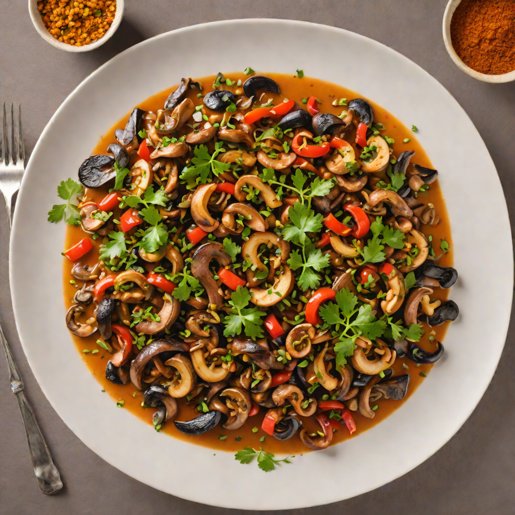 Sautéed Ingudai Tibs with Mushrooms and Berbere