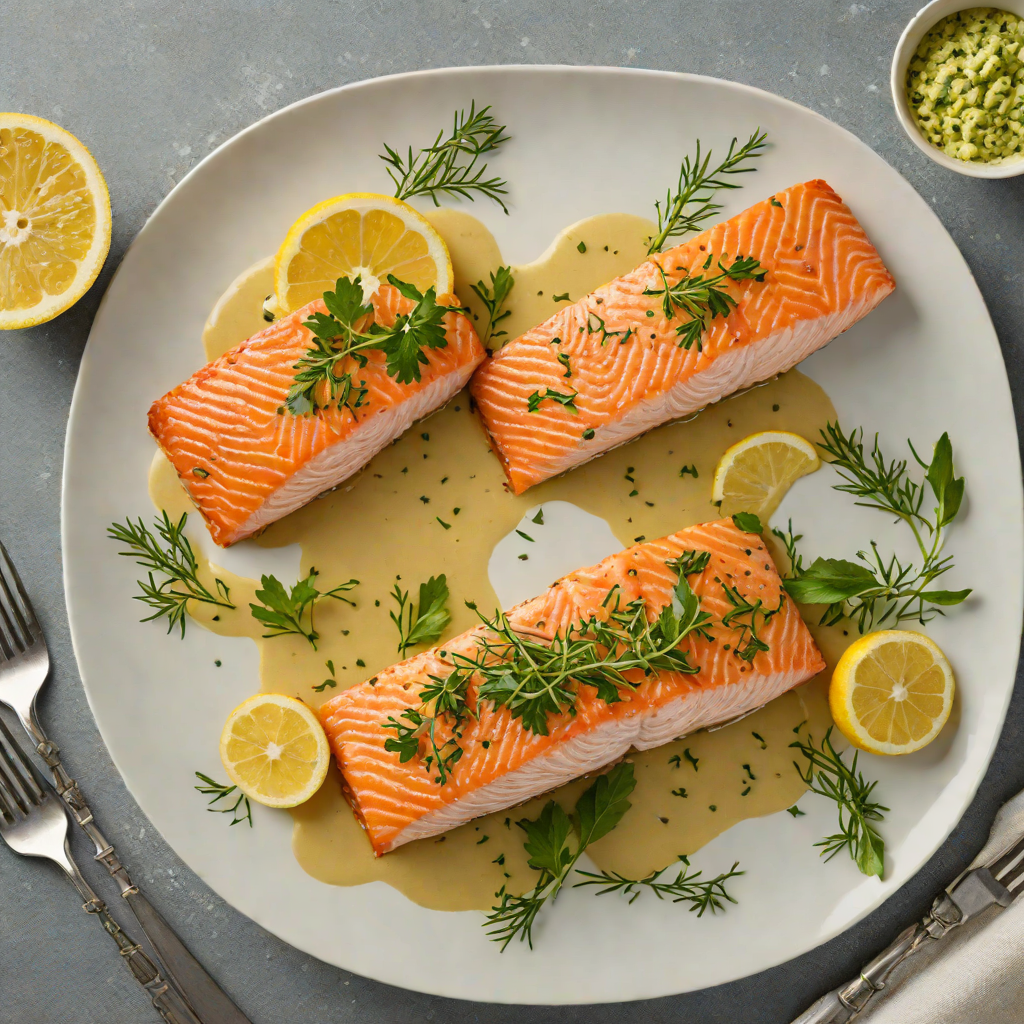 Pan-Seared Salmon with Lemon Butter and Herb Sauce