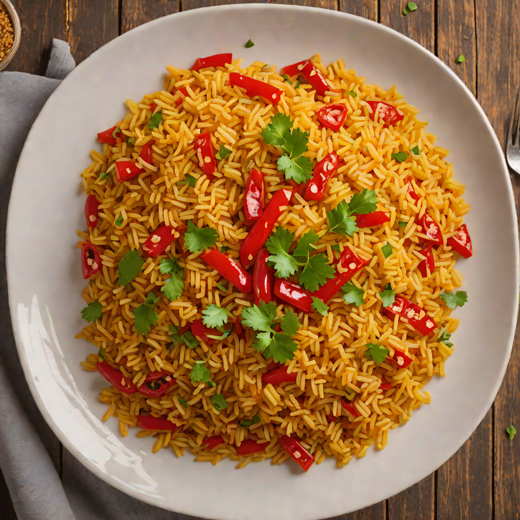 Saffron-Infused Spanish Rice with Roasted Red Peppers