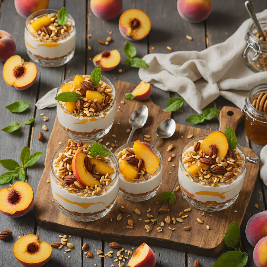 No-Bake Peach Mascarpone Parfait with Honey Almond Crunch