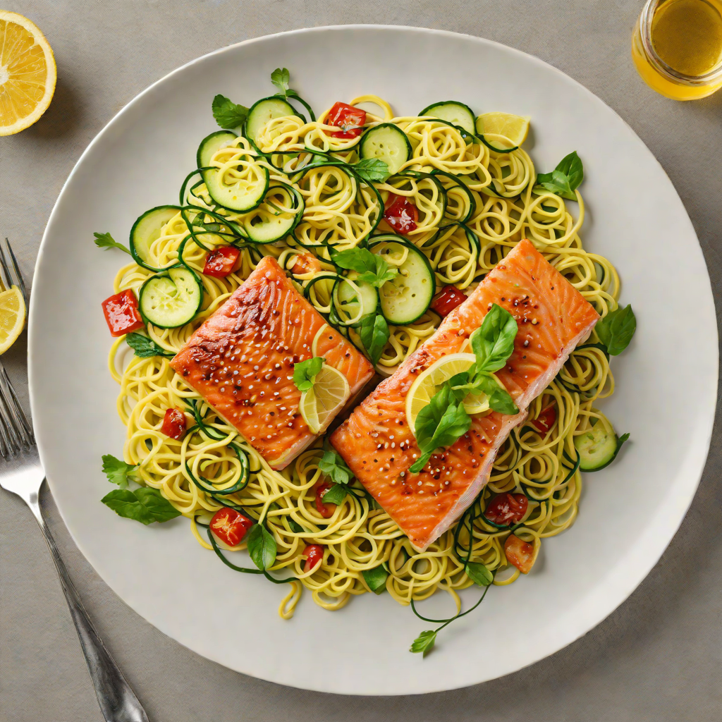 Honey-Glazed Citrus Salmon with Garlic Zucchini Noodles
