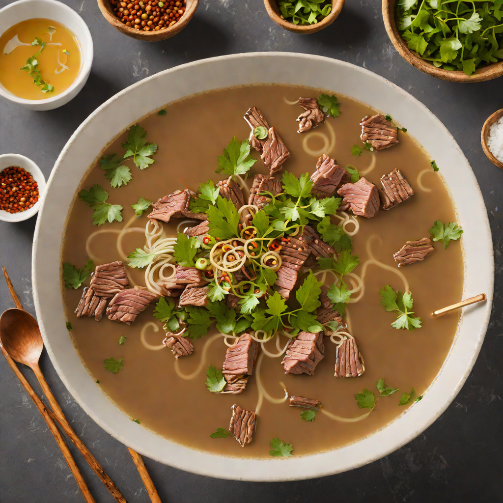 Slow-Simmered Vietnamese Pho Broth with Spiced Beef