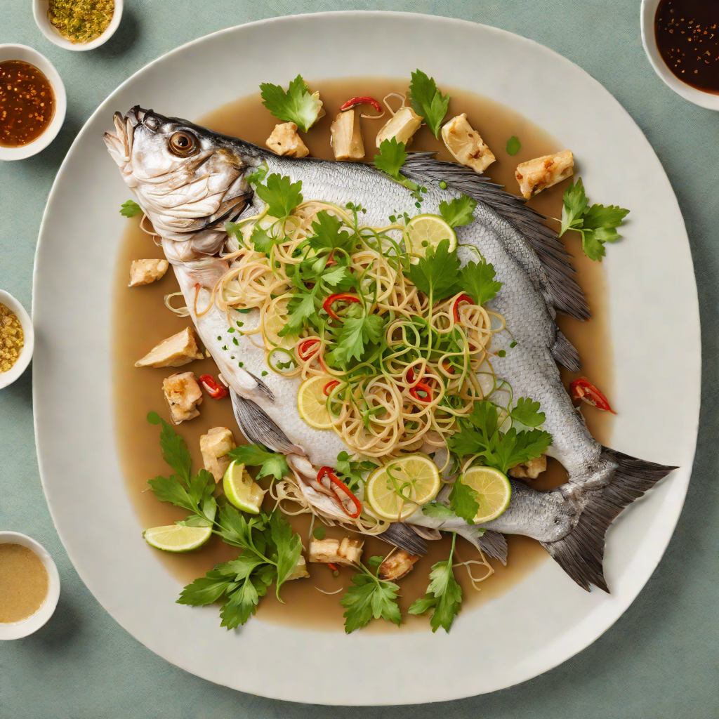 Poached Cantonese-Style Whole Fish with Ginger and Scallion