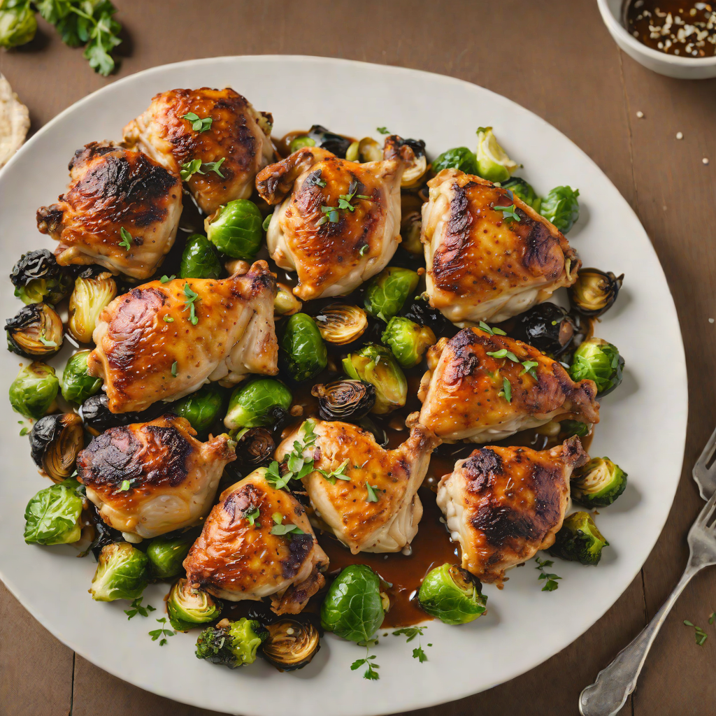 Skillet-Roasted Chicken Thighs with Garlic and Roasted Brussels Sprouts