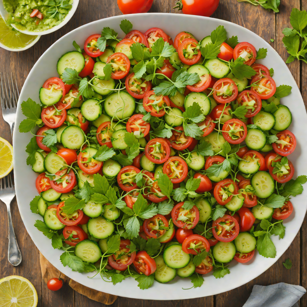 Ethiopian Tomato and Cucumber Salad with Lemon-Mint Dressing