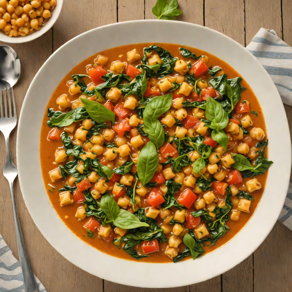 Slow-Simmered Chickpea and Spinach Stew with Tomato