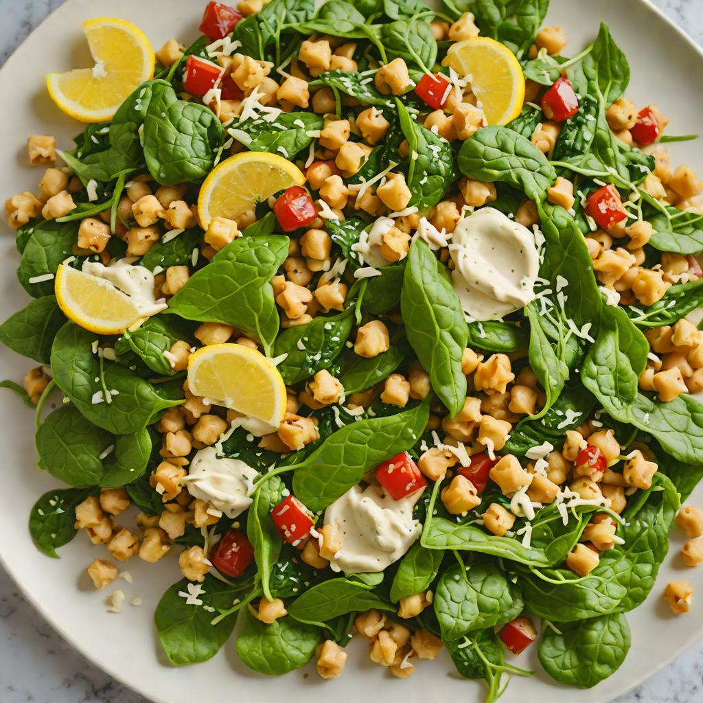 High-Protein Chickpea and Spinach Salad with Lemon-Tahini Dressing