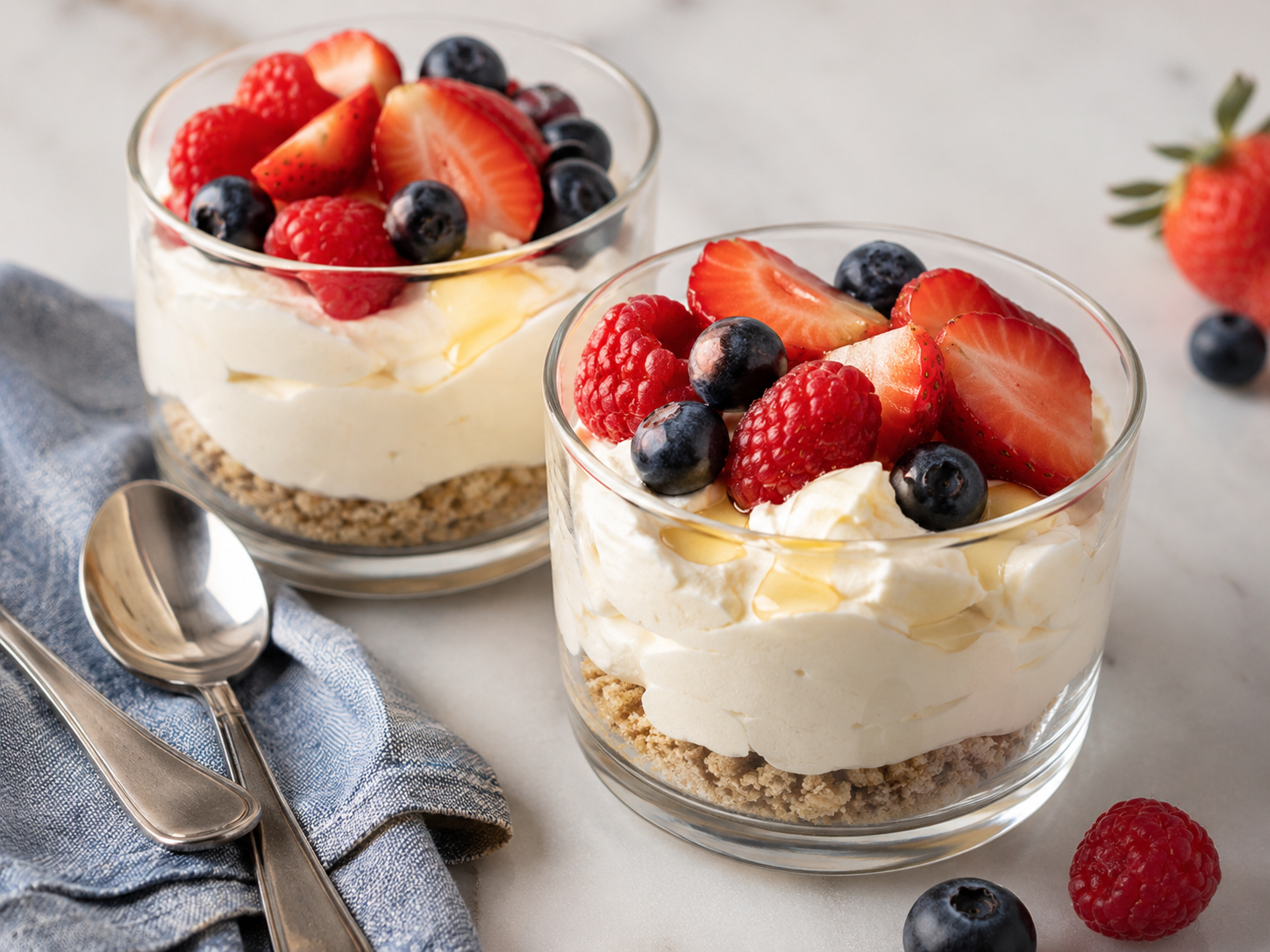 No-Bake Berry Mascarpone Parfaits with Almond Crumble