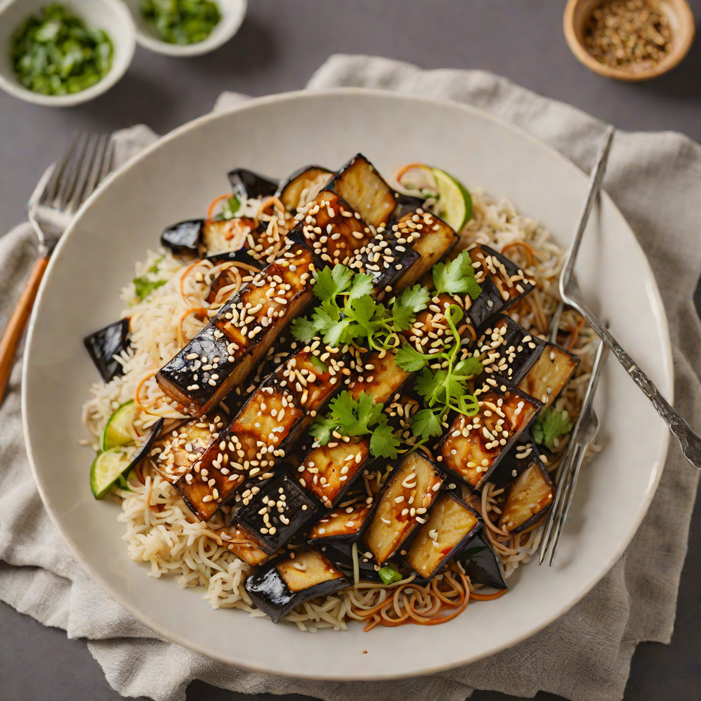 Hidden Sesame Miso Glazed Eggplant Donburi