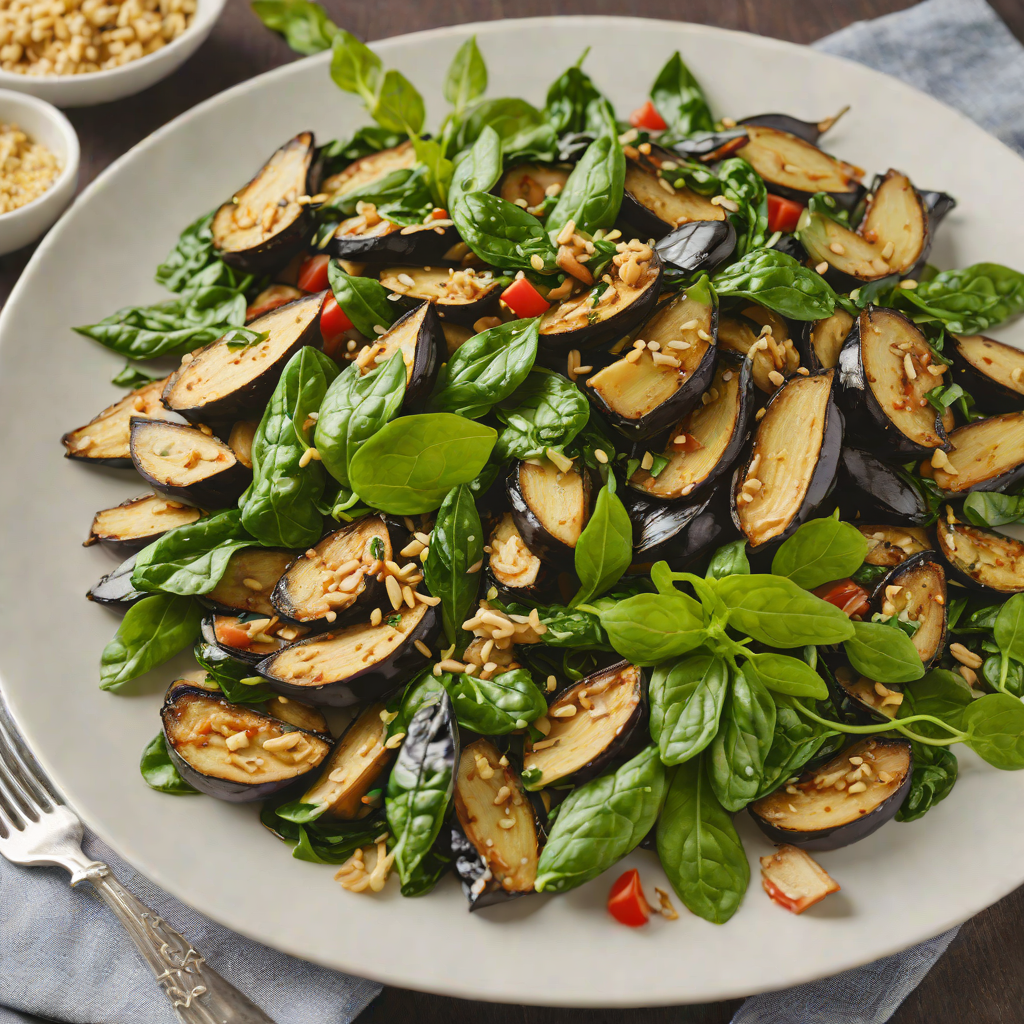 Eggplant and Spinach Stir-Fry with Garlic Butter