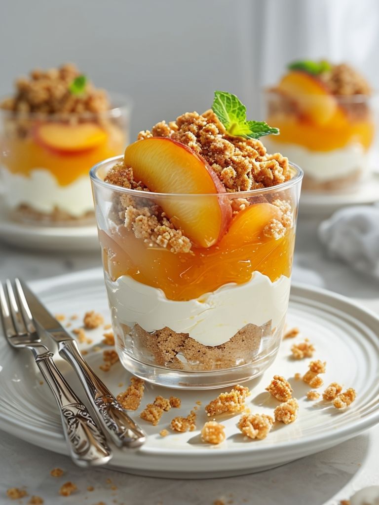 No-Bake Peach and Mascarpone Parfait with Honey Almond Crunch