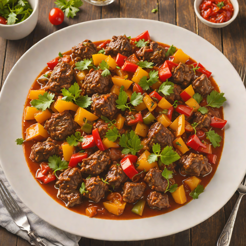 Slow-Cooked Beef Kaldereta with Tomato and Bell Peppers
