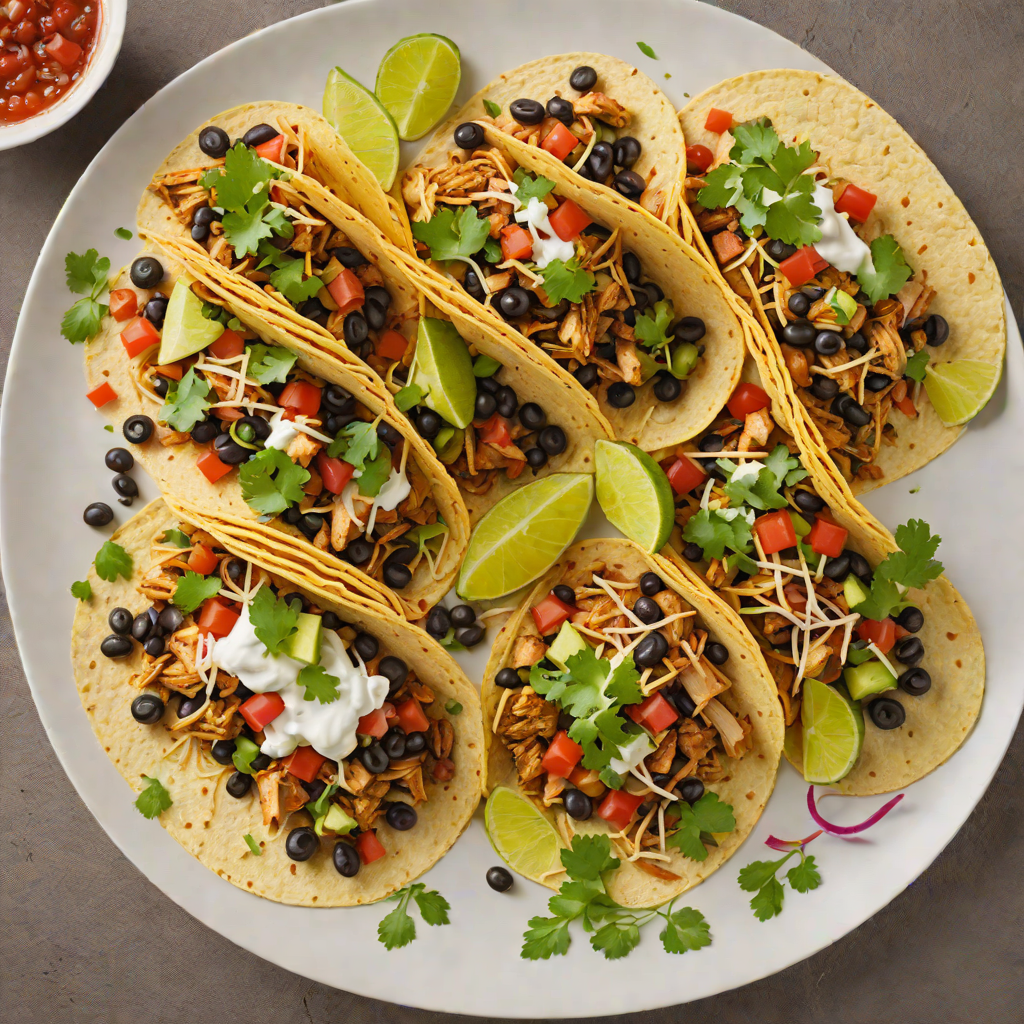 Half-Half Layered Mexican Chicken and Black Bean Tacos
