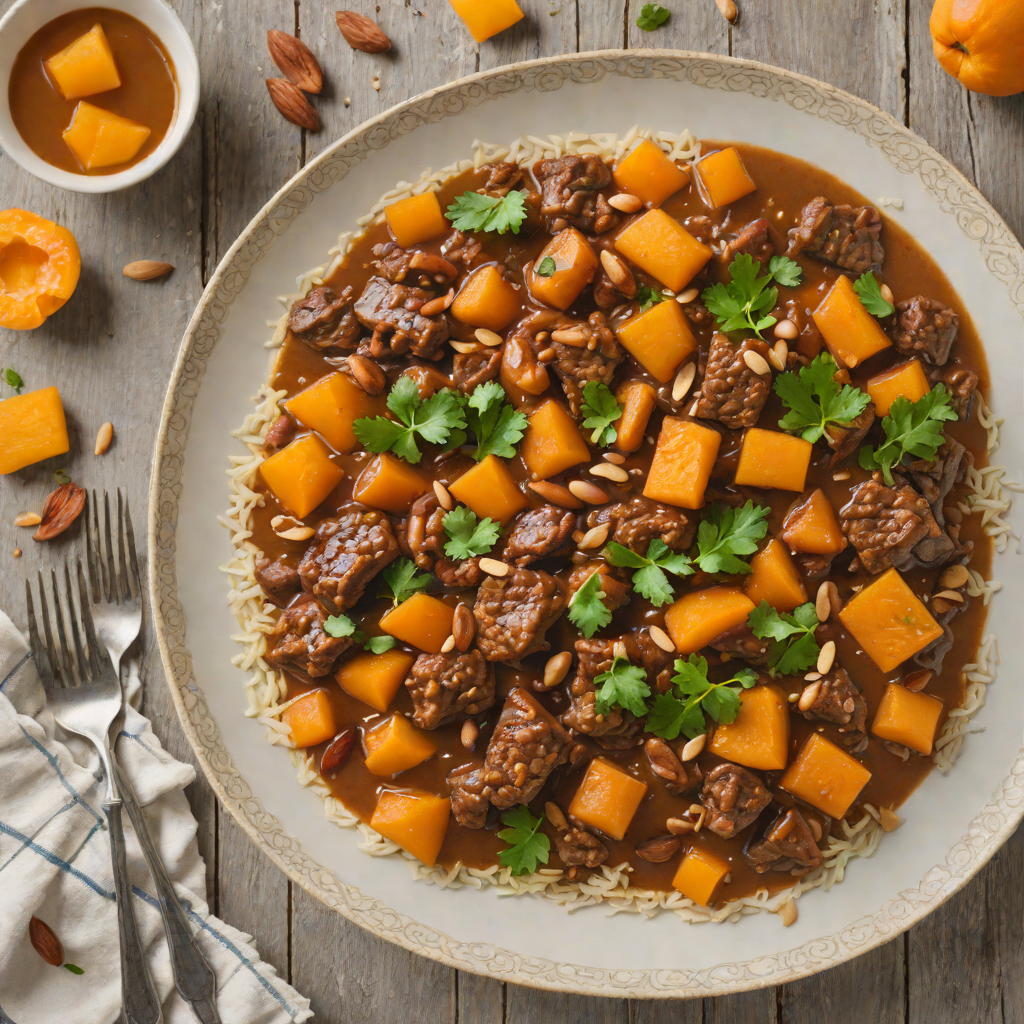Slow Cooker Moroccan-Spiced Beef Stew with Apricots and Almonds