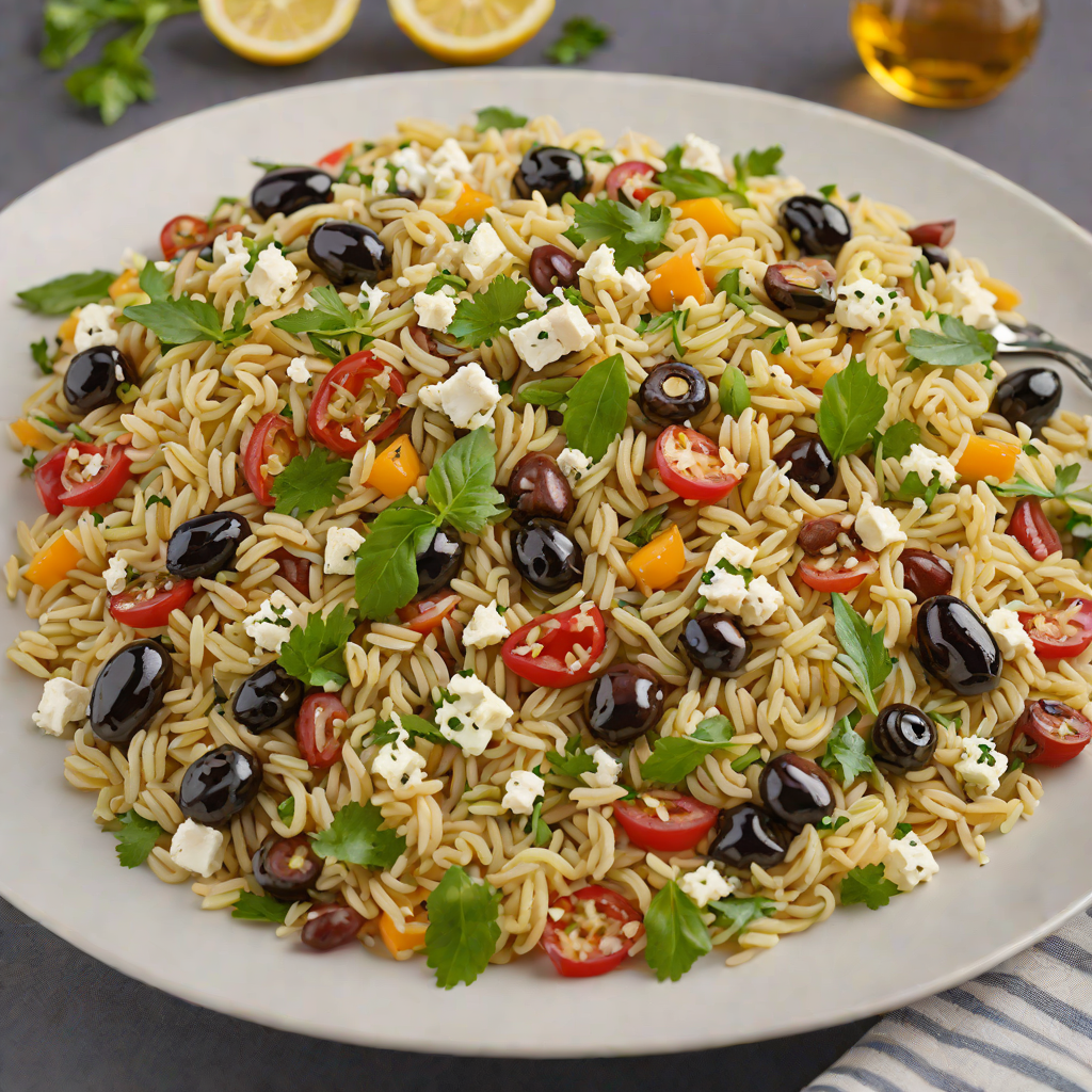 Vegetarian Mediterranean Orzo Salad with Feta and Olives
