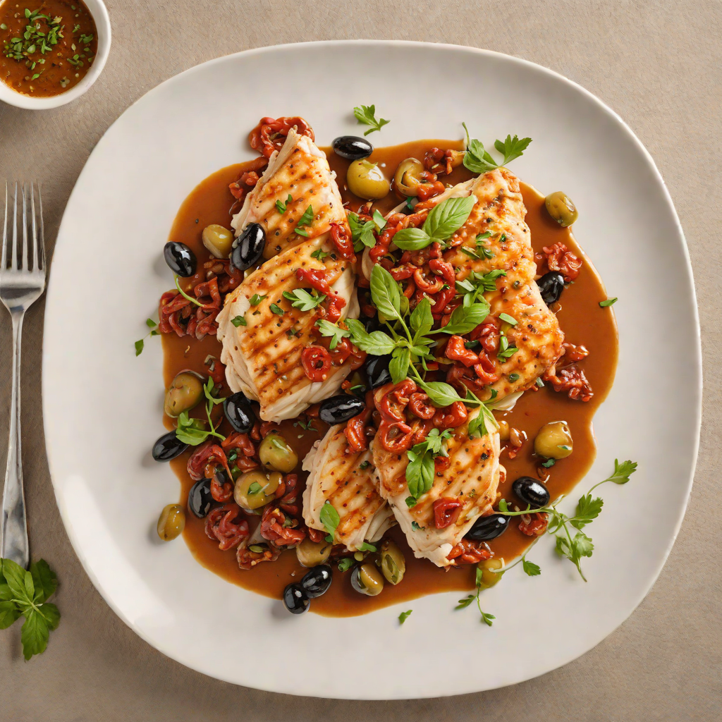 Pan-Seared Chicken with Mediterranean Olive and Sun-Dried Tomato Sauce