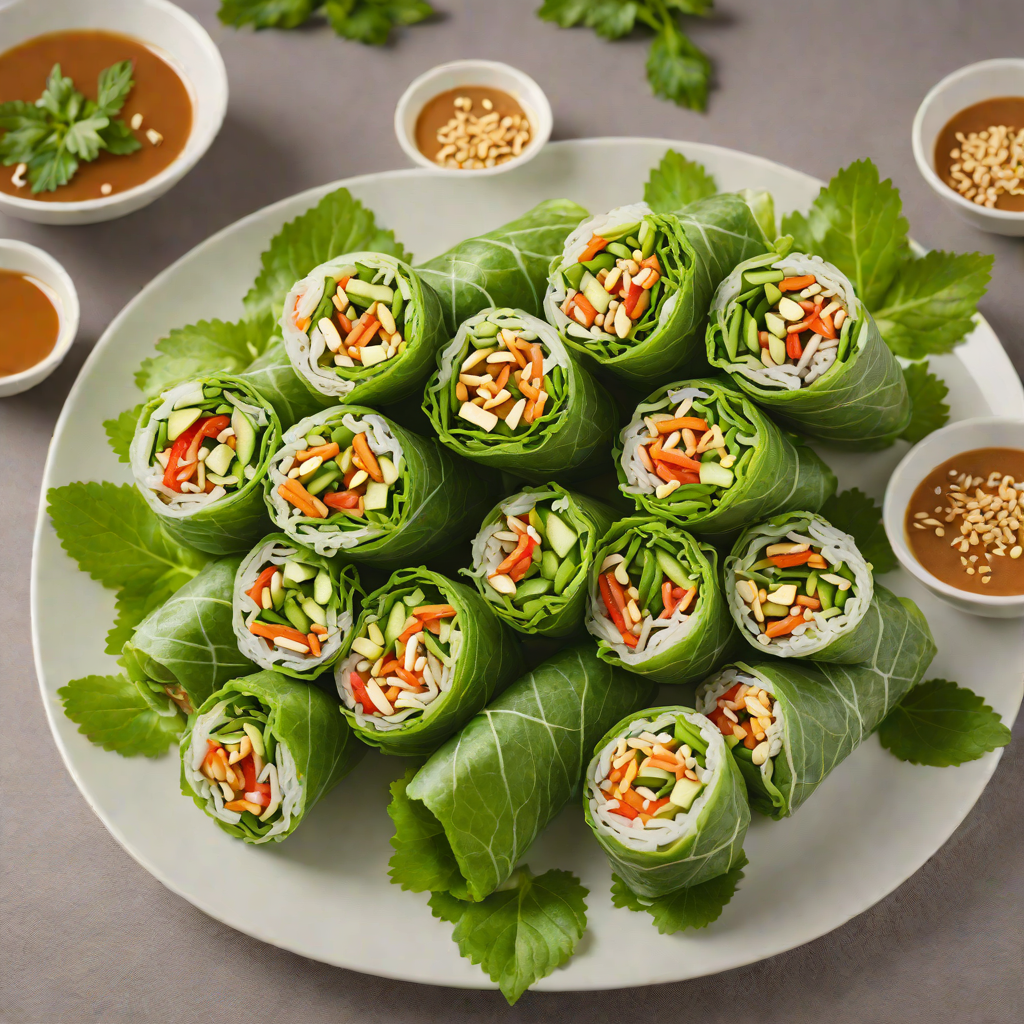 Fresh Herb and Vermicelli Summer Rolls with Peanut Dipping Sauce