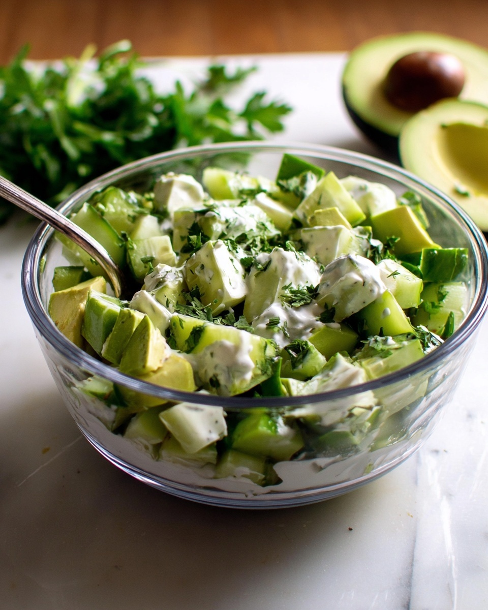 Avocado-Cucumber Salad with Lime-Cilantro Dressing
