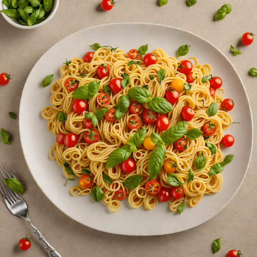 Half-Half Lemon Basil Pasta with Cherry Tomatoes