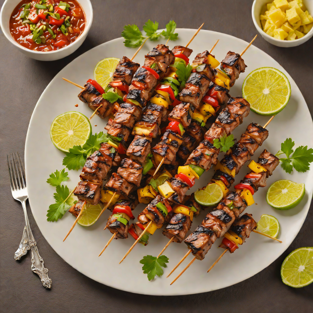 Grilled Half-Size Caribbean Jerk Pork Skewers