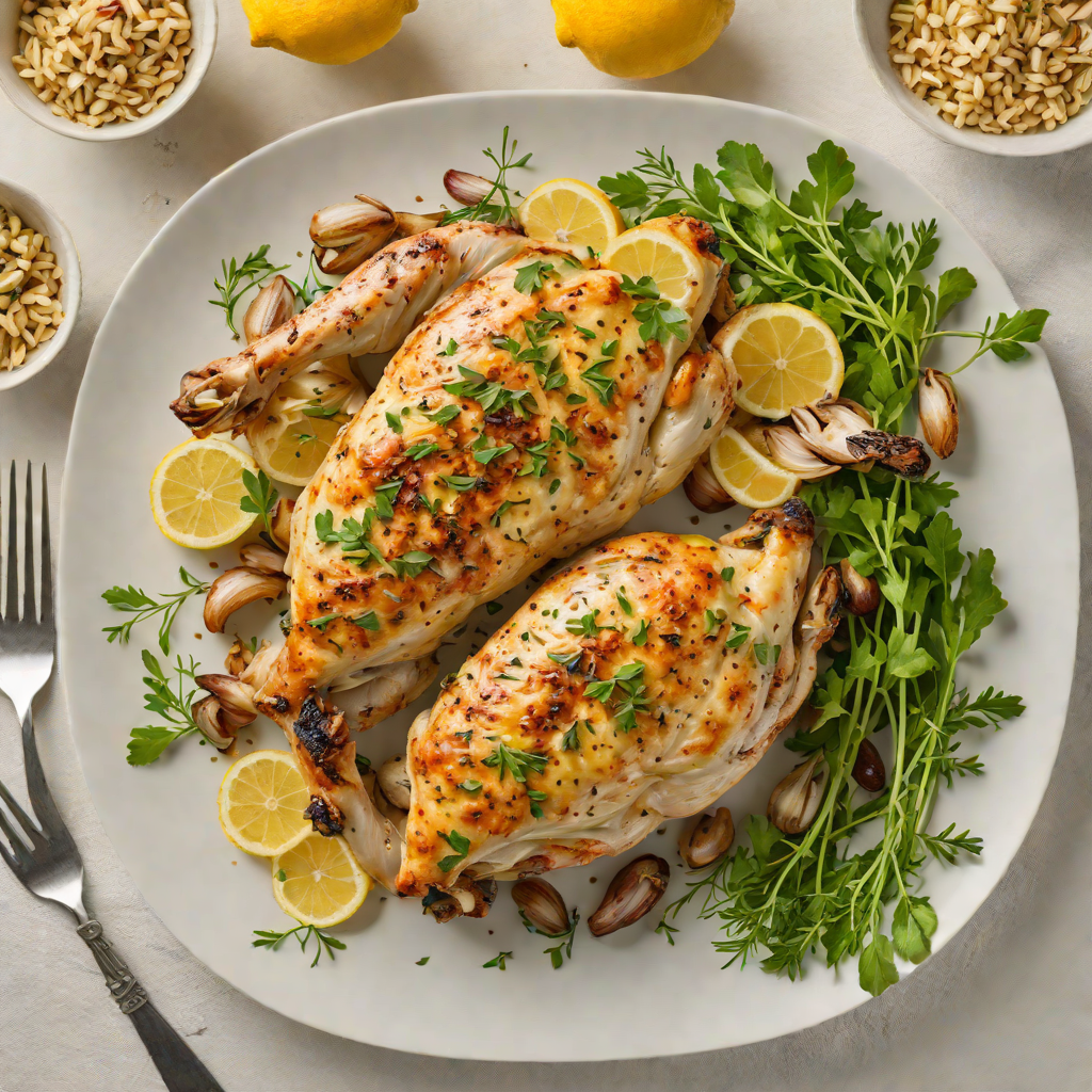 Baked Lemon-Herb Chicken with Roasted Garlic