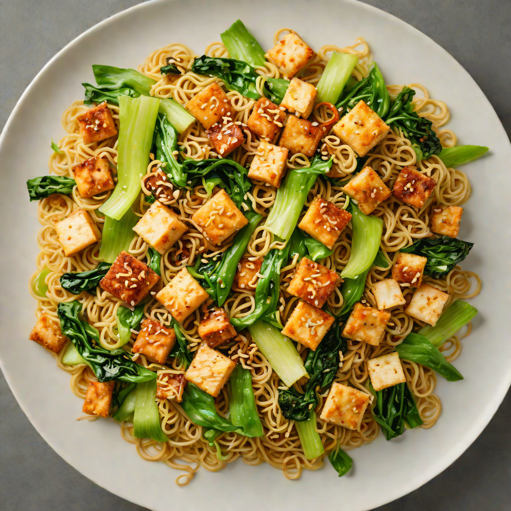 Vegetarian Stir-Fried Noodles with Tofu and Bok Choy