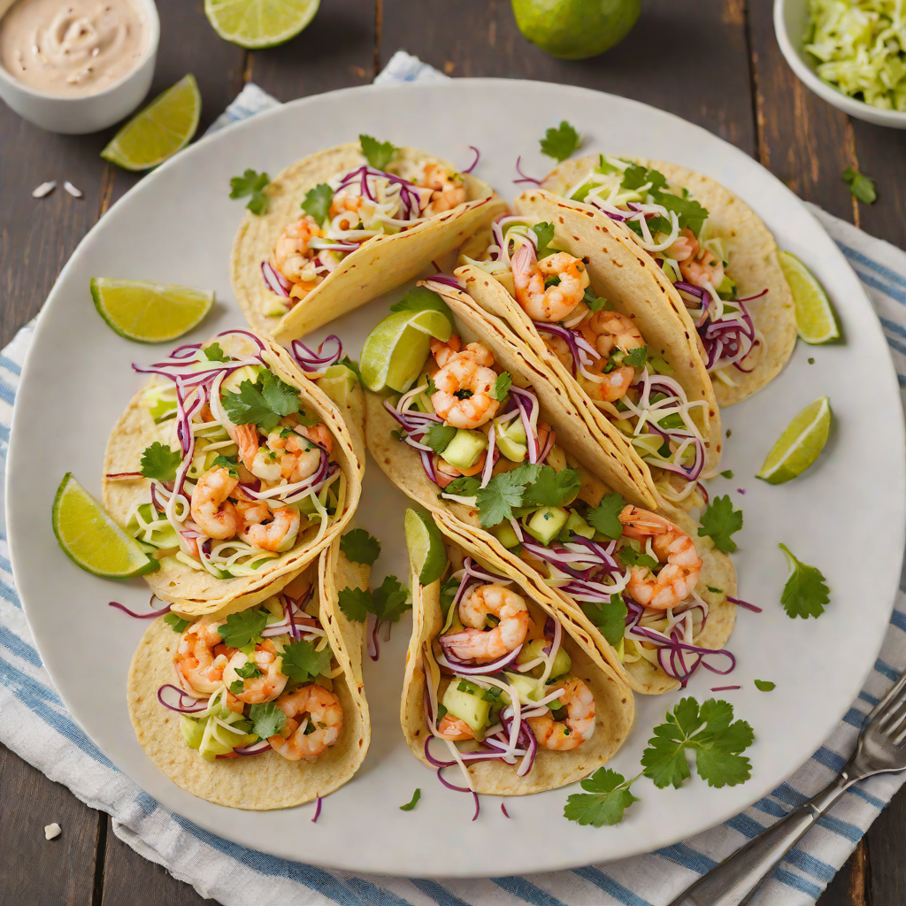 Sautéed Shrimp Tacos with Cabbage Slaw and Chipotle Crema
