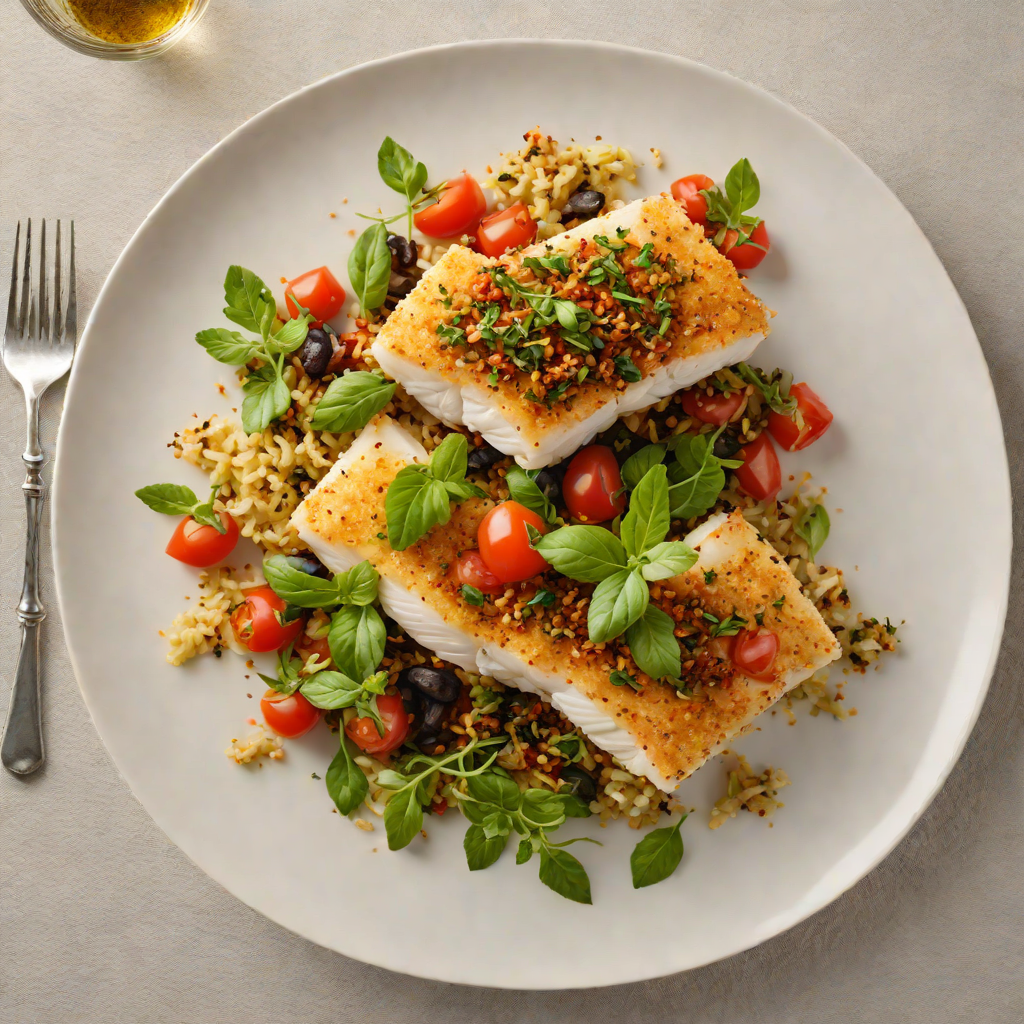 Baked Cod with Tomato-Olive Tapenade and Herb Breadcrumbs