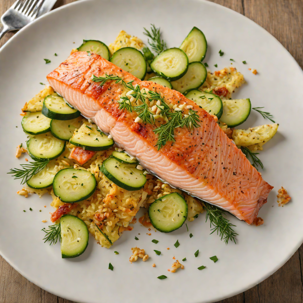 Pan-Seared Salmon with Zucchini Gratin