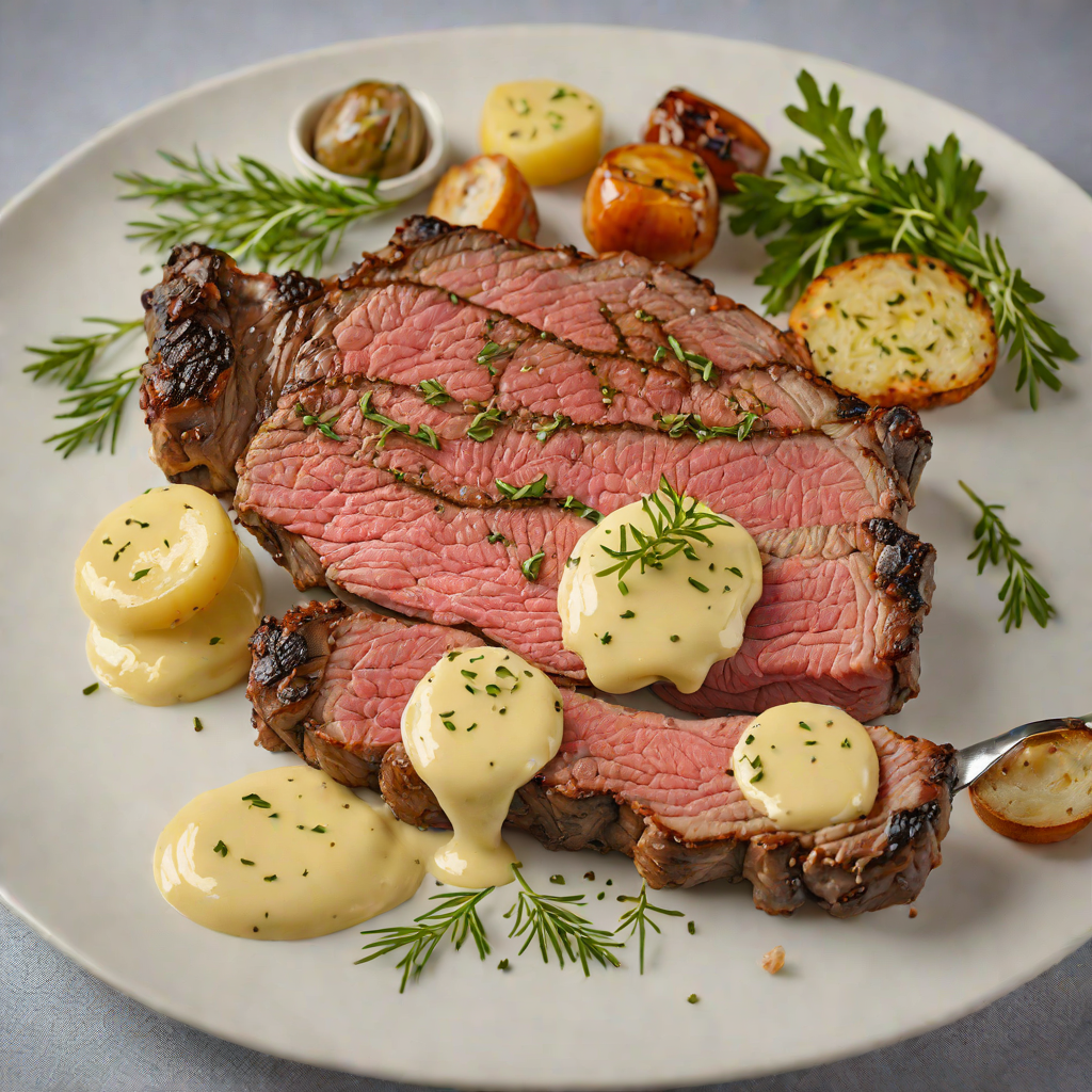 Grilled Cattle-Grade Ribeye with Garlic Herb Butter