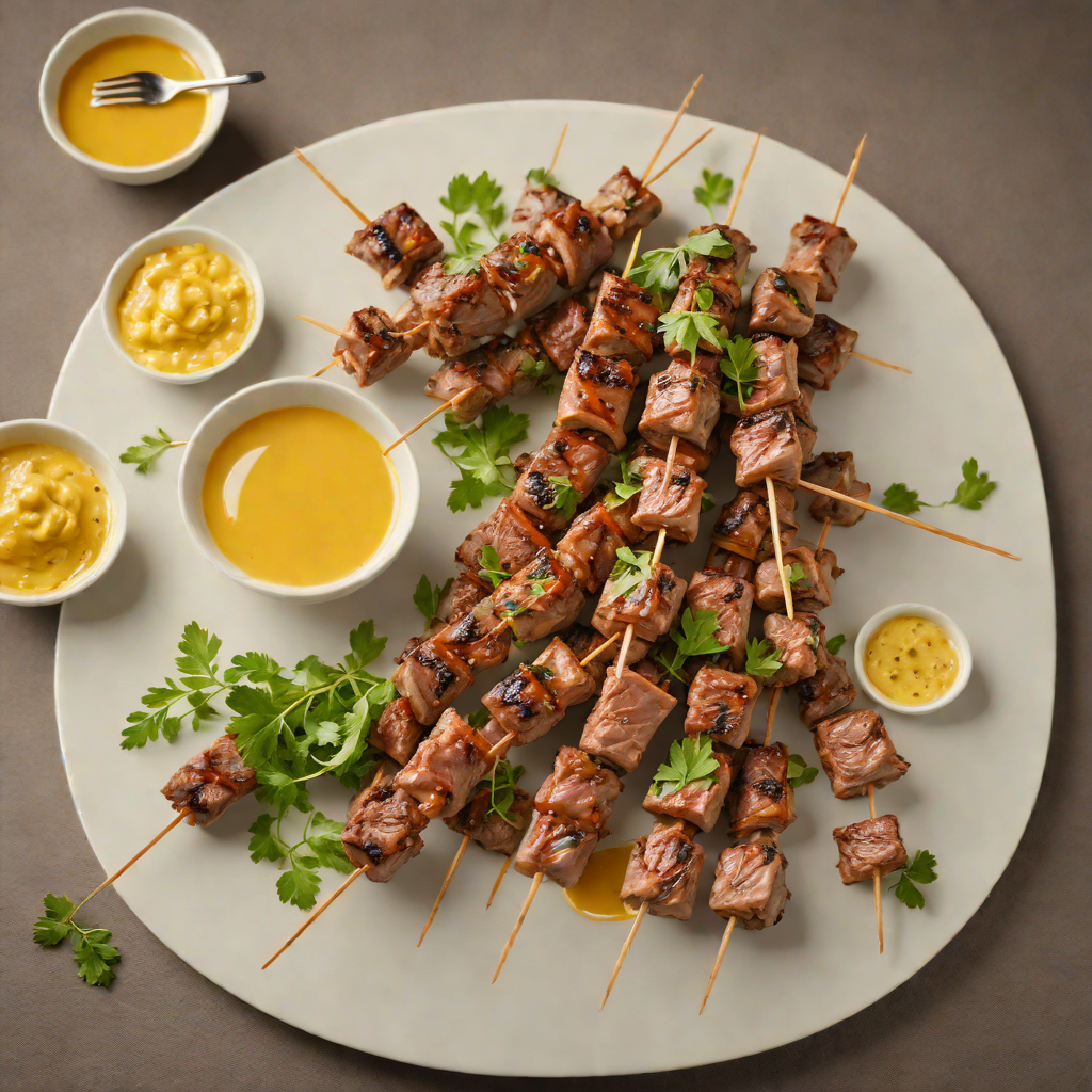 Herbed Grilled Beef Skewers with Mustard Dipping Sauce