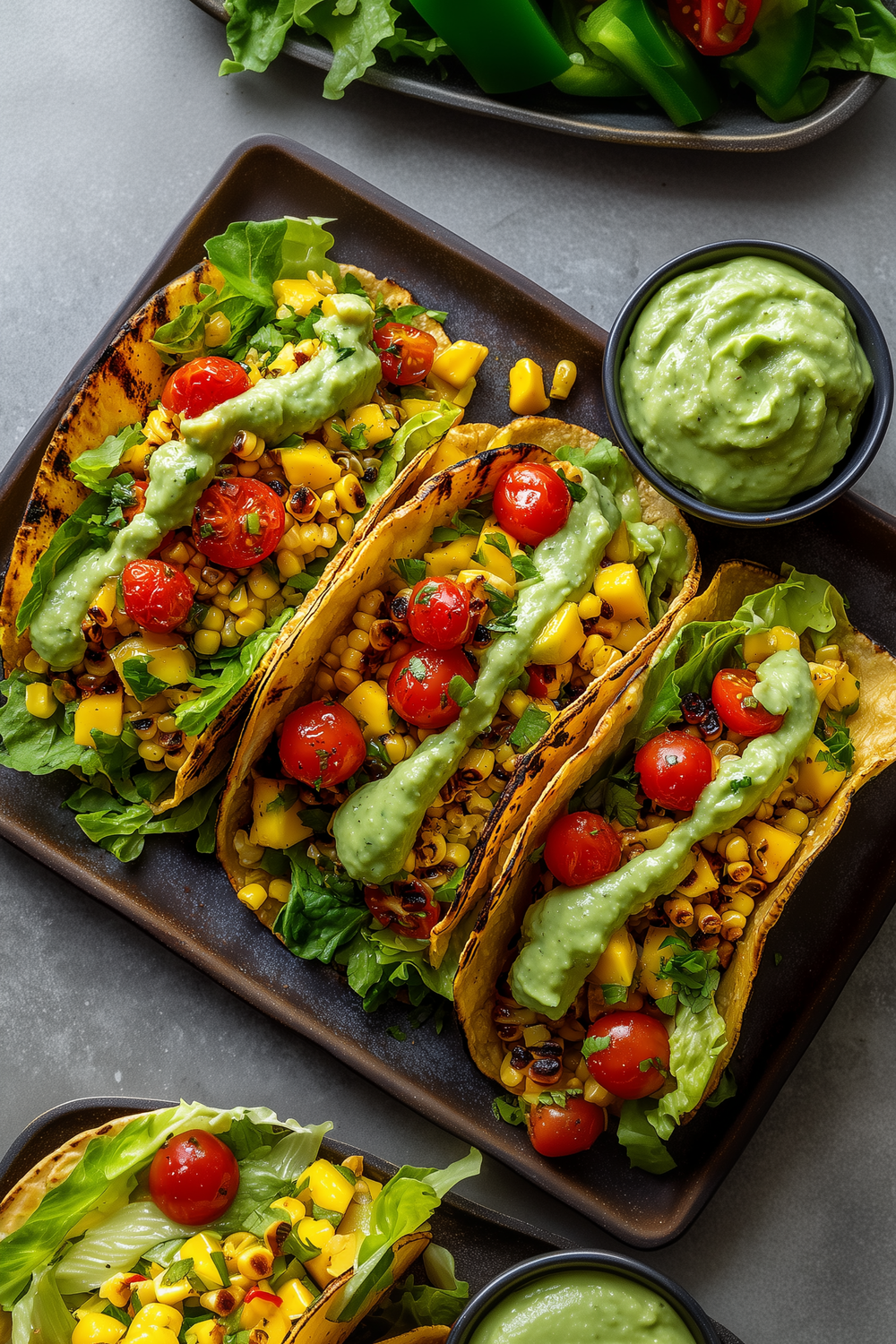 Chipotle-Spiced Black Bean and Corn Tacos with Avocado Crema