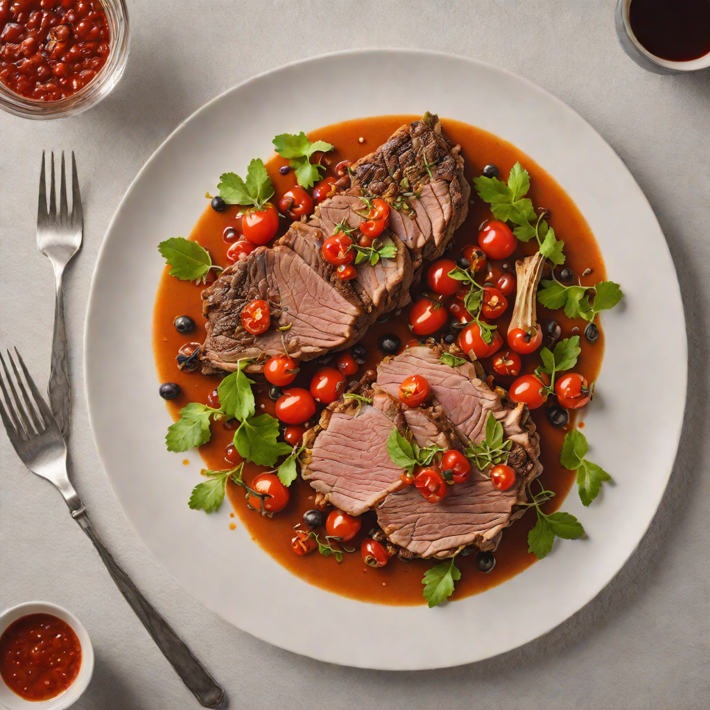 Slow-Roasted Lamb Shoulder with Pepperberry and Bush Tomato Sauce