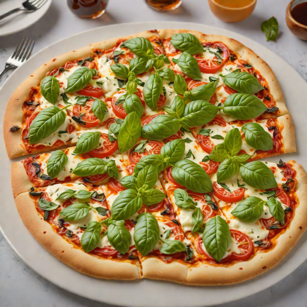 Classic Margherita Flatbread Pizza with Fresh Basil